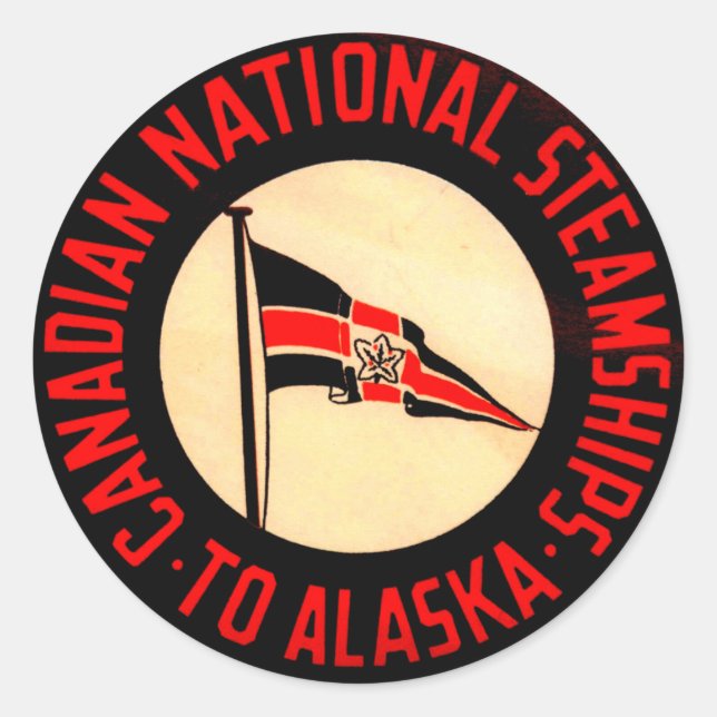 Kanadisches Nationales Steamschiff nach Alaska Runder Aufkleber (Vorderseite)