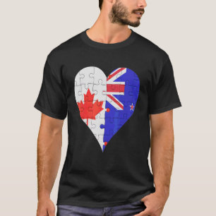Kanadisches Neuseeländer-Flaggenherz T-Shirt