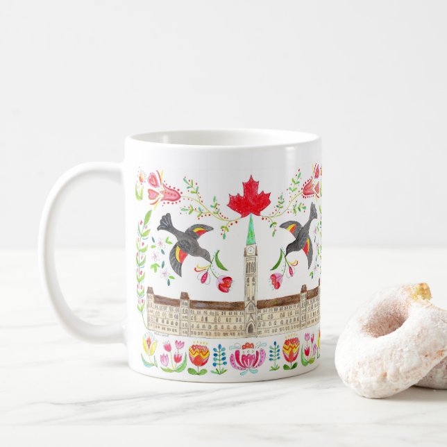 Kanadisches Parlamentsgebäude Ottawa Kaffeetasse (Mit Donut)
