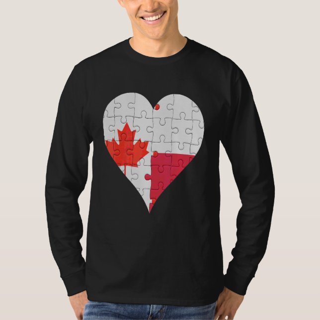 kanadisches polnisches Flaggenherz T-Shirt (Vorderseite)