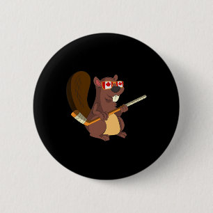 Kanadisches süßes Tiergeschenk Biber Ahornblatt Ho Button