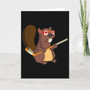 Kanadisches süßes Tiergeschenk Biber Ahornblatt Ho Karte