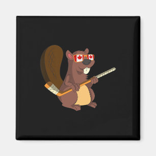 Kanadisches süßes Tiergeschenk Biber Ahornblatt Ho Magnet