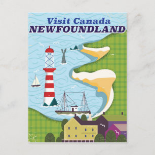 Kanadisches Vintage-Reiseposter von Neufundland Postkarte