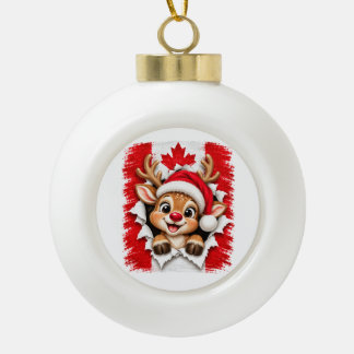 Kanadisches Weihnachtsrentier Keramik Kugel-Ornament