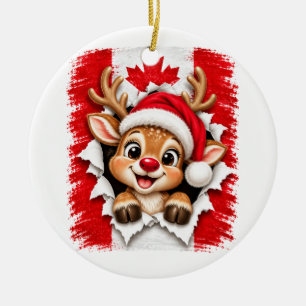 Kanadisches Weihnachtsrentier Keramik Ornament