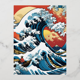Kanagawa Japanisch Die große Welle Folien Feiertagspostkarte