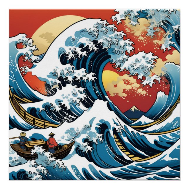 Kanagawa Japanisch Die große Welle Poster (Vorderseite)