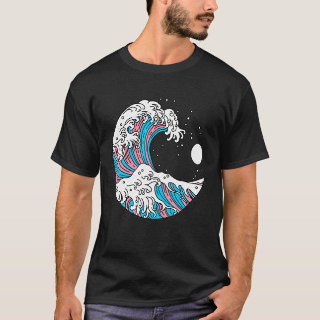 Kanagawa Japanisch die große Welle von Transgender T-Shirt (Vorderseite)