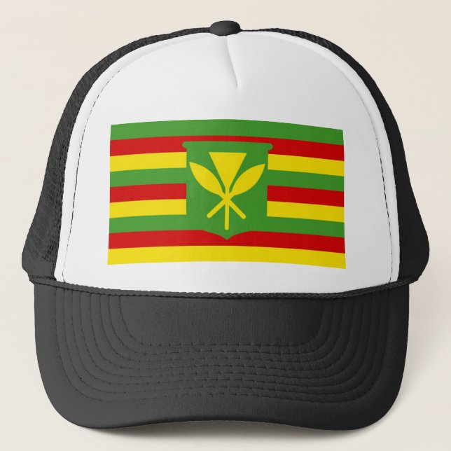 Kanaka Maoli ethnische Flagge Native Hawaii Truckerkappe (Vorderseite)