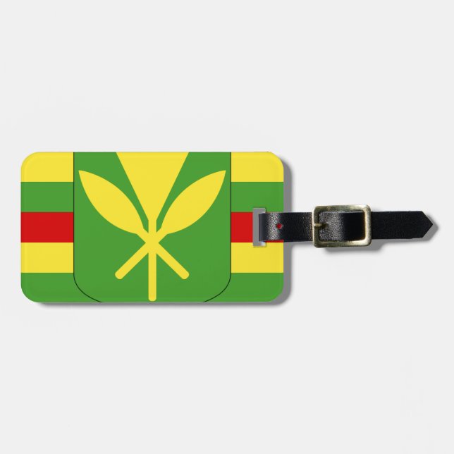 Kanaka Maoli Flagge - hawaiische Gepäckanhänger (Vorderseite horizontal)