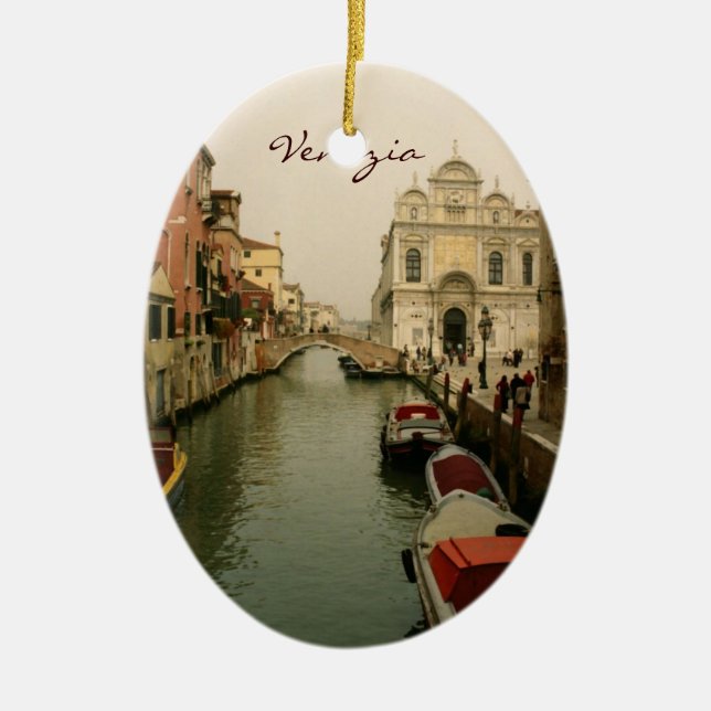 Kanal der Venedig-Weihnachtsbaum-Verzierung Keramikornament (Vorne)