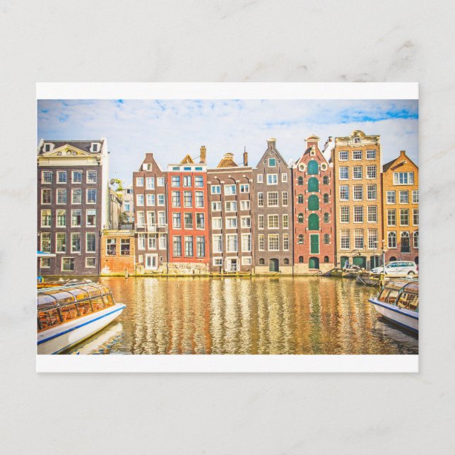 Kanal in Amsterdam Postkarte (Vorderseite)