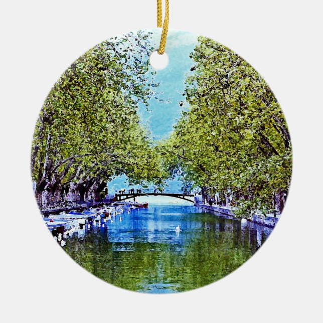 Kanal in Annecy Frankreich Keramikornament (Vorne)