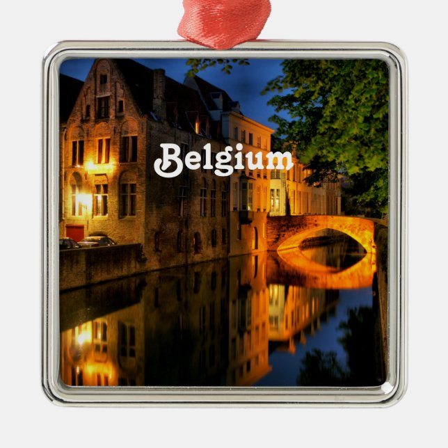 Kanal in Belgien Silbernes Ornament (Vorne)