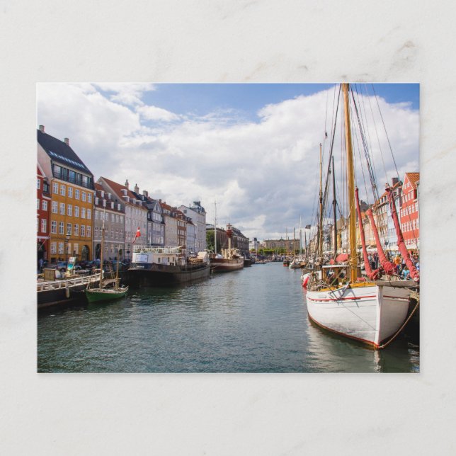 Kanal mit Booten | Kopenhagen Postkarte (Vorderseite)