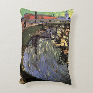 Kanal mit Frauen beim Waschen von Vincent van Gogh Dekokissen