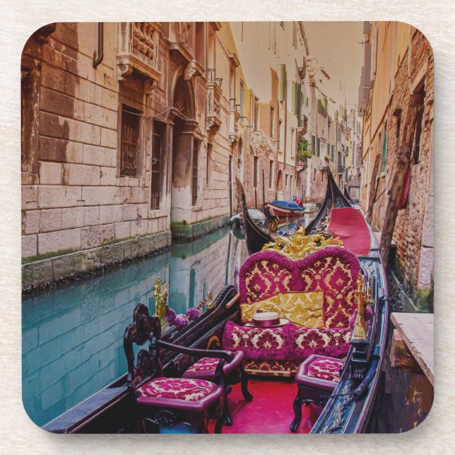 Kanal mit traditioneller Gondel in Venedig, Italie Getränkeuntersetzer (Vorderseite)