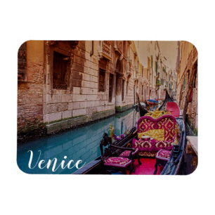 Kanal mit traditioneller Gondel in Venedig, Italie Magnet