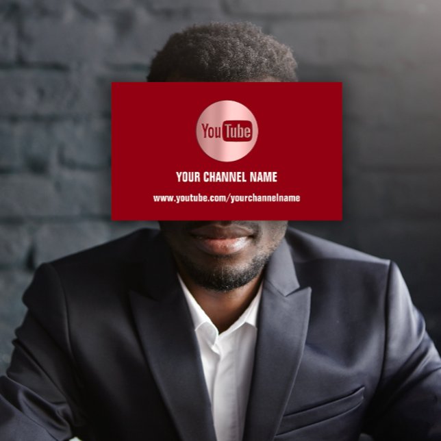 KANAL NAME YOU TUBER LOGO QR CODE ROSE BURGUNDY VISITENKARTE (CHANNEL NAME YOU TUBER LOGO QR CODE ROSE BURGUNDY BUSINESS CARD )