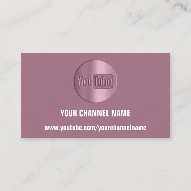 KANAL NAME YOU TUBER LOGO QR CODE ROSE VIOLET VISITENKARTE (Vorderseite)