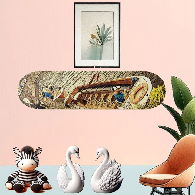 Kanal Segelschiff Pathway Landschaft. Abstrakter K Skateboard (Canal Sail Boat Pathway Scenery Abstract Art Fun Skateboard)