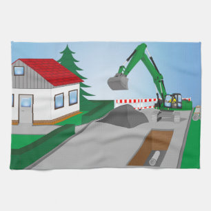 Kanalbaustelle Geschirrtuch