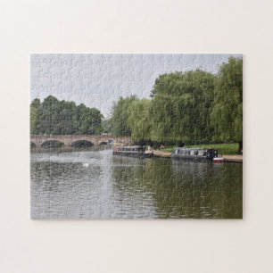 Kanalboote am Fluss Avon Warwickshire Vereinigtes 