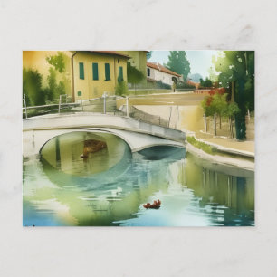 Kanalbrücke Szenische Aquarell-Postkarte Postkarte