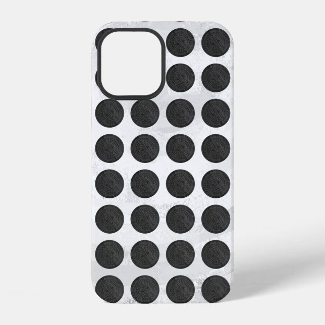 Kanaldeckel aus schwarzem Marmor iPhone 12 Hülle (Rückseite)