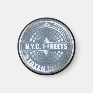 Kanaldeckel Staten Island Blau Magnet