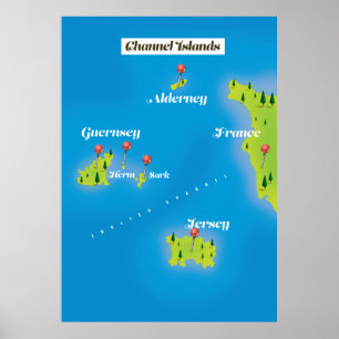Kanalinseln-Karte Poster. Poster
