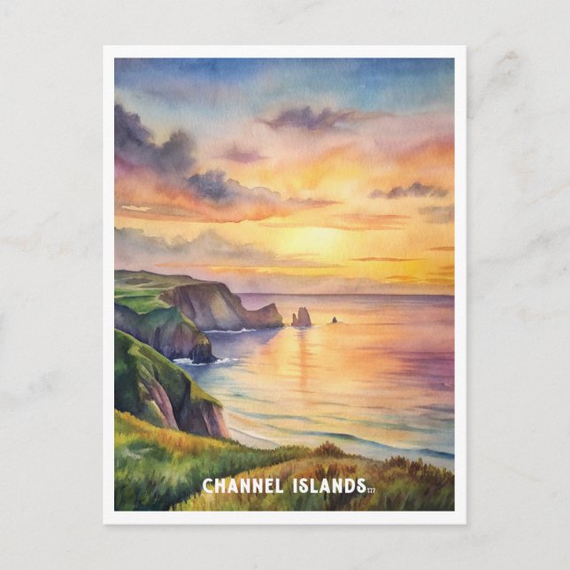 Kanalinseln Nationalpark Aquarellmalerei Postkarte (Vorderseite)