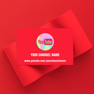 KANALNAME SIE TUBER LOGO QR CODE HOLOGRAPH RED VISITENKARTE