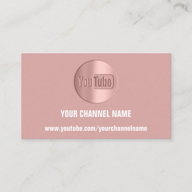 KANALNAME SIE TUBER LOGO QR CODE ROSE BLUSH VISITENKARTE (Vorderseite)