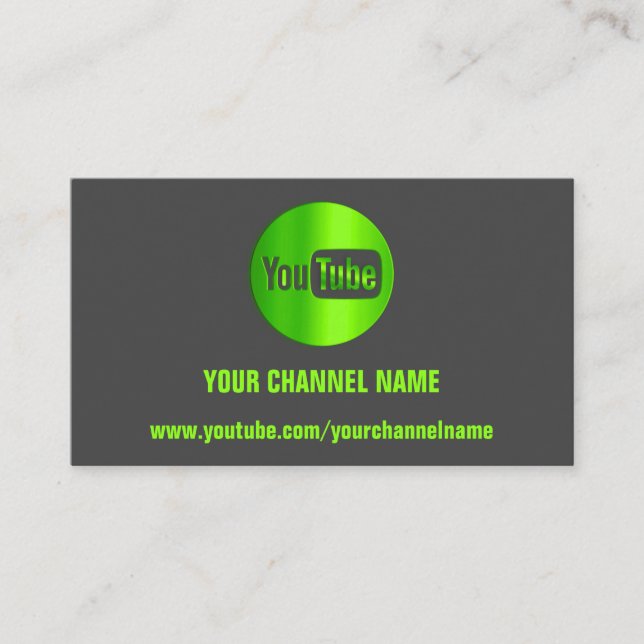 KANALNAME YOUTUBER LOGO QR CODE GRAY GREEN VISITENKARTE (Vorderseite)
