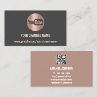 KANALNAME YOUTUBER LOGO QR CODE GRAY VISITENKARTE