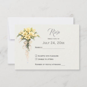 Kanariengelb Romantische Freesien-Blumenhochzeit RSVP Karte
