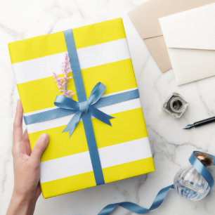 Kanariengelb Weiße Klassische Horizale Streifen Geschenkpapier
