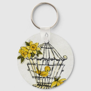 Kanarienvogel und Dafodills Schlüsselanhänger