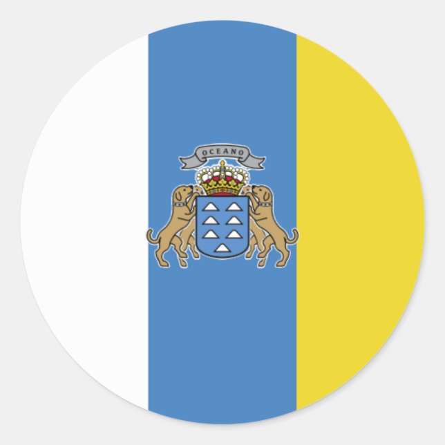 Kanarische Inseln Hochwertige Flagge Runder Aufkleber (Vorderseite)