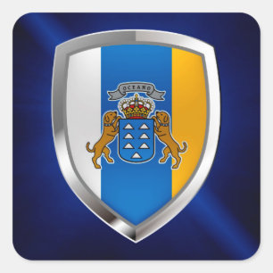Kanarische Inseln Mettalic Emblem Quadratischer Aufkleber
