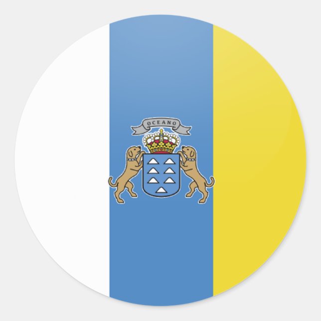 Kanarische Inseln - Qualitätsflaggenzirkel Runder Aufkleber (Vorderseite)