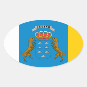 Kanarische Inseln (Spanien) Flagge Ovaler Aufkleber