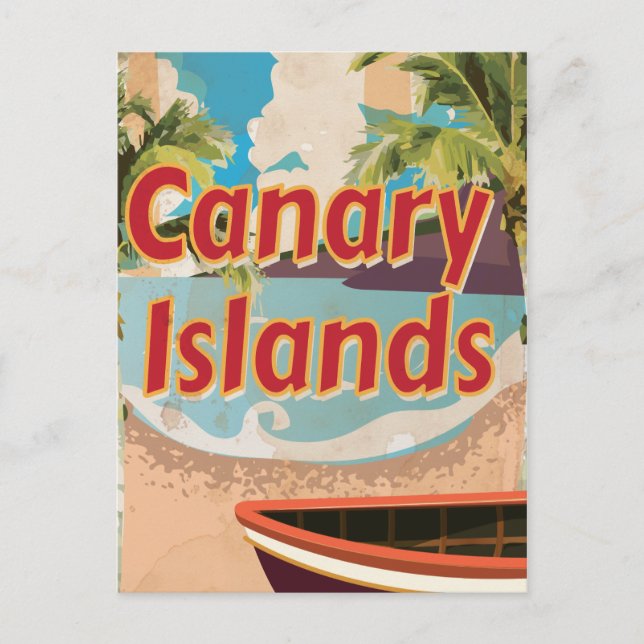 Kanarische Inseln Vintage Travel Poster Postkarte (Vorderseite)