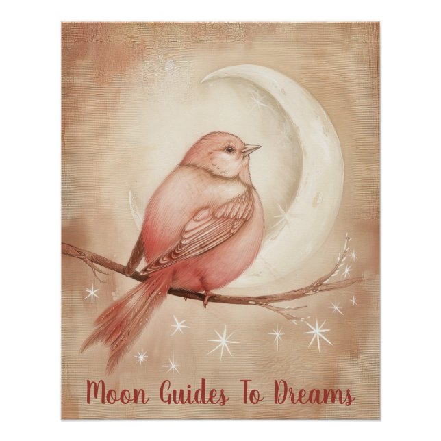 Kanarische Vogelbaby auf dem Mond Poster (Vorderseite)