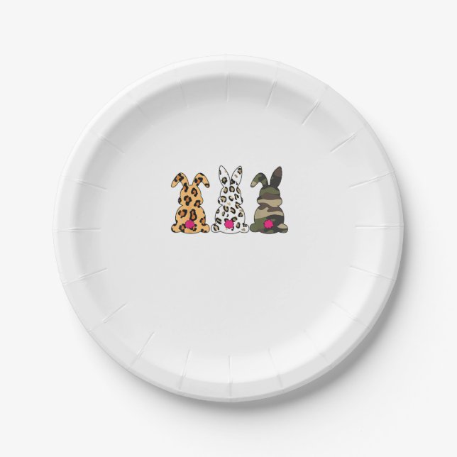 Kanbits Bunnies Leopard Camouflage Happy Oaster Da Pappteller (Vorderseite)