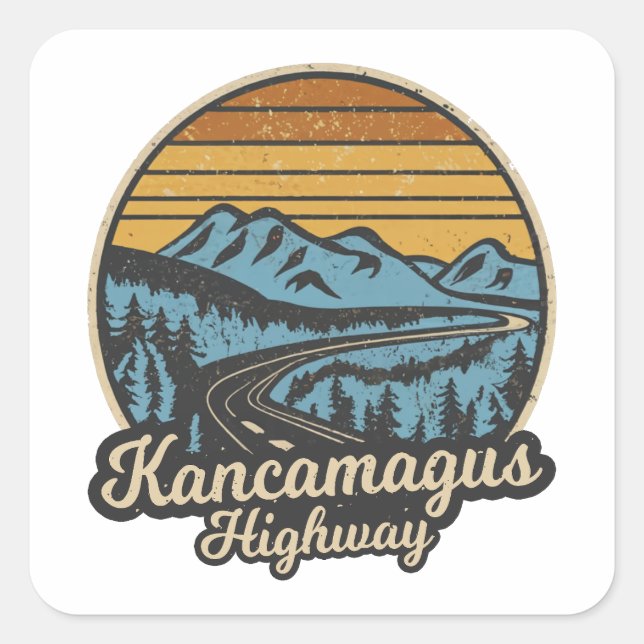 Kancamagus Highway New Hampshire Retro Quadratischer Aufkleber (Vorderseite)