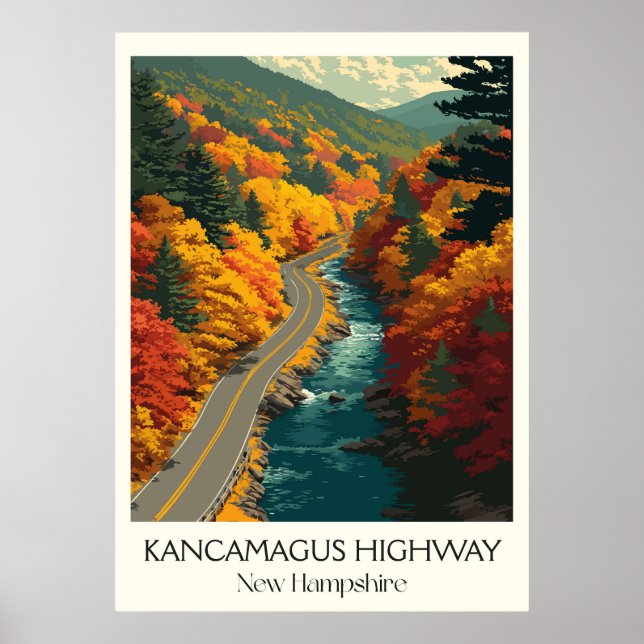 Kancamagus Highway NH Herbstfahrt Poster (Vorne)