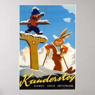 Kandersteg, die Schweiz, Ski-Reise-Plakat Poster